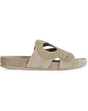 Loewe Ease Monogram Suede Sandals - Natural