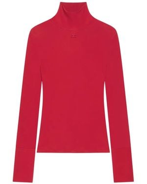 Courreges Camiseta Con Logo Bordado - Rojo