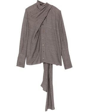 Mugler Draped Prince Of Wales Check Shirt - Gray