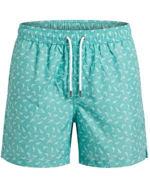 Fedeli Madeira Dolphin-Print Swim Shorts - Blue