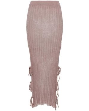 Acne Studios Ribbed-Knit Midi Skirt - Pink