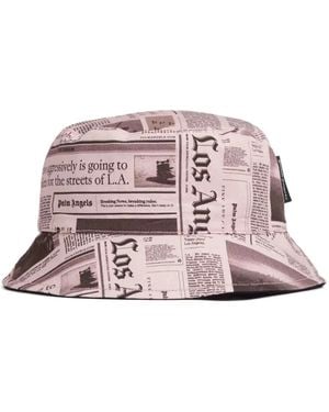 Palm Angels Fischerhut mit Zeitungs-Print - Pink