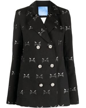 Macgraw Circa 72 Jacquard Double-Breasted Blazer - Black