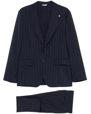 Manuel Ritz Pinstripe Single-Breasted Suit - Blue
