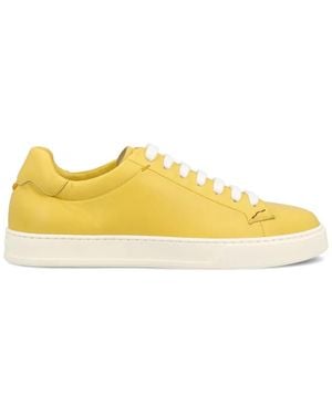 Doucal's Round-Toe Leather Trainers - Yellow