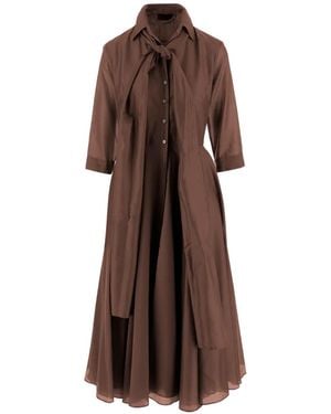 F.it Tie-Fastening Long-Sleeved Midi Dress - Brown