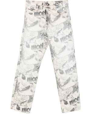 Martine Rose Print-Detail Pocket Jeans - White