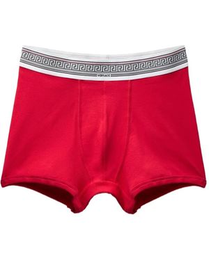 Versace Ribbed Cotton-Jersey Trunks - Red