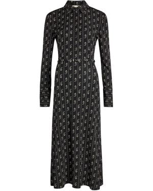Tory Burch Paisley Belted Shirt Midi Dress - Black