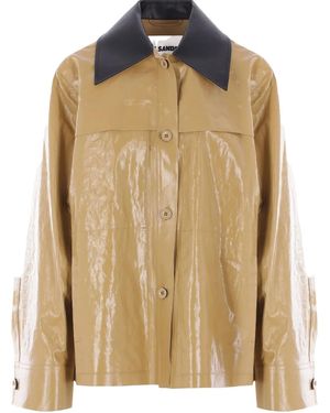 Jil Sander Chaqueta revestida de lino - Marrón