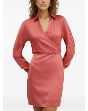 Guess Gesmockte Mini-Jurk Met Kraag - Rood