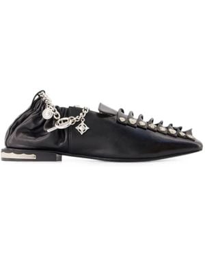 Toga Embellished Leather Ballet Flats - Black