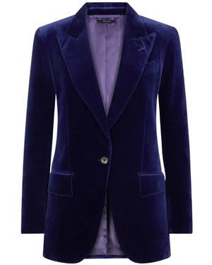 Tom Ford Velvet Single-Button Blazer - Blue