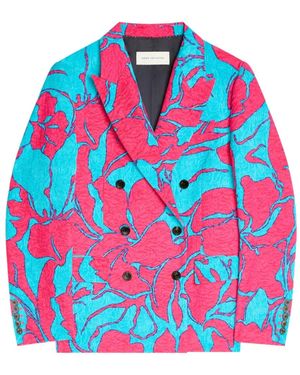 Dries Van Noten Double-Breasted Jacquard Blazer - Red