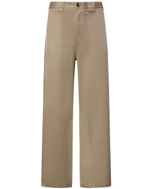 Loewe Logo-Patch Straight-Leg Trousers - Natural