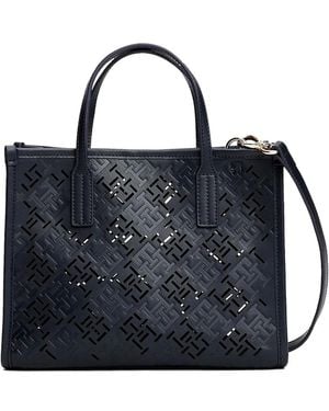 Tommy Hilfiger City TH monogram cut-out tote bag - Blau