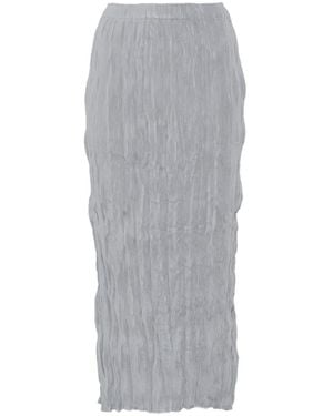 GONGDID DESIGN Plissé Elasticated-Waist Midi Skirt - Grey