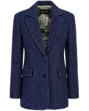 Roberto Cavalli Textured Single-Breasted Blazer - Blue