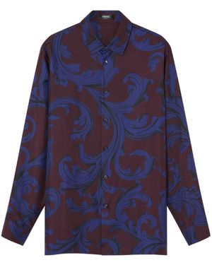 Versace Baroque Leaf Shirt - Blue