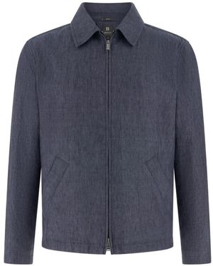 BOGGI Technical Linen Bomber Jacket - Blue