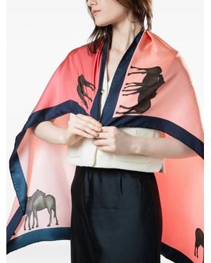 Neightiv Under The Equestrian-Print Scarf - Red
