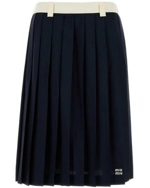 Miu Miu Midi-Plooirok - Blauw