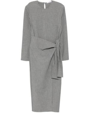 Patrizia Pepe Tie-Waist Midi Dress - Gray