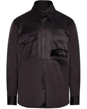MM6 by Maison Margiela Satin Button-Up Shirt - Black