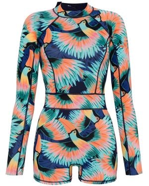 Duskii Maillot De Bain Imprimé À Manches Longues - Bleu