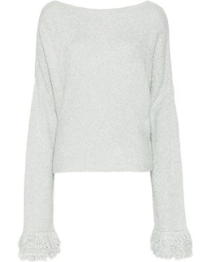 AYA MUSE Off-The-Shoulder Bouclé Jumper - White