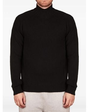 Alpha Studio Ribbed-Knit High-Neck Wool Jumper - Black
