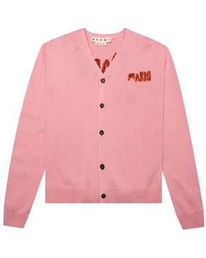 Marni Embroidered Logo Cardigan - Pink