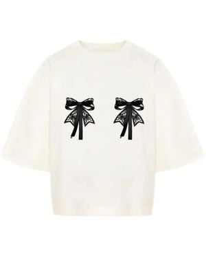 Hamza Luna Lace-Bow T-Shirt - White