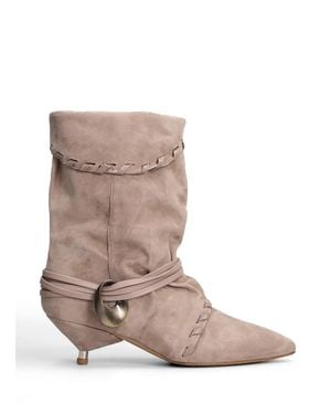 GISÉL MOIRÉ Ariel Braided-Trim Buckle-Strap Boots - Brown