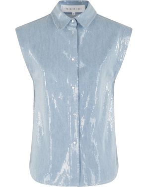 FEDERICA TOSI Jeanshemd mit Pailletten - Blau