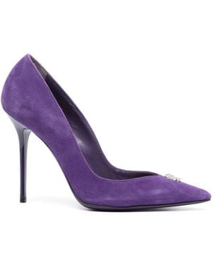 Philipp Plein 95Mm Decollete Suede Heeled Court Shoes - Purple