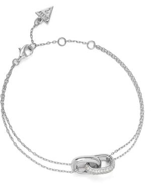 Guess Brazalete Con Eslabones De Cadena - Blanco