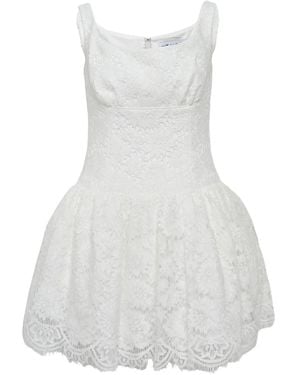 Self-Portrait Robe Courte À Fleurs En Dentelle - White
