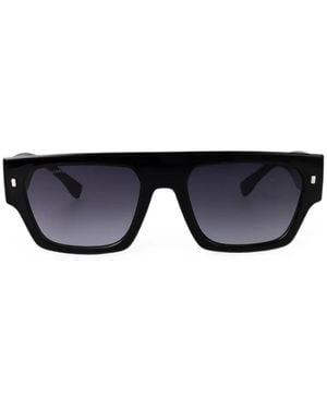 DSquared² Eckige Icon Sonnenbrille Mit Logo-Schild - Schwarz