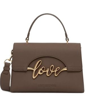 Love Moschino Logo-Plaque Tote Bag - Brown
