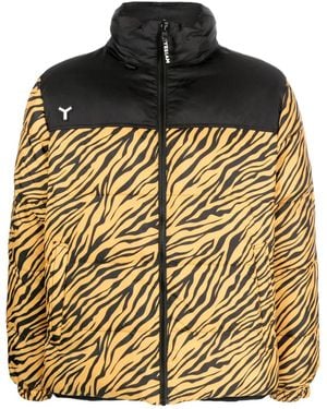 YES I AM Tiger-Print Reversible Padded Jacket - Metallic