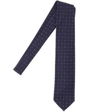 Cesare Attolini Gemusterte Krawatte - Blau