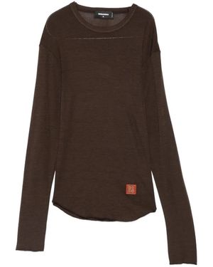 DSquared² Logo-Patch Virgin Wool Sweater - Brown