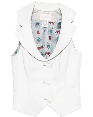 MITILIANE COUTURE Shawl-Collar Leather Vest - White