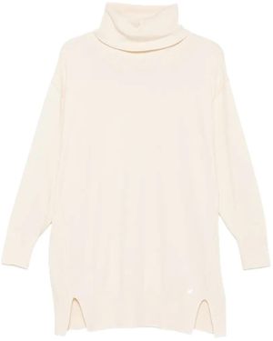 Please Roll-Neck Side-Slit Jumper - White