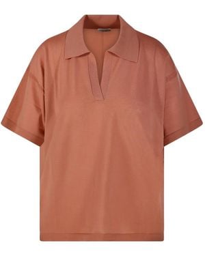 Roberto Collina Fine-Knit V-Neck T-Shirt - Orange