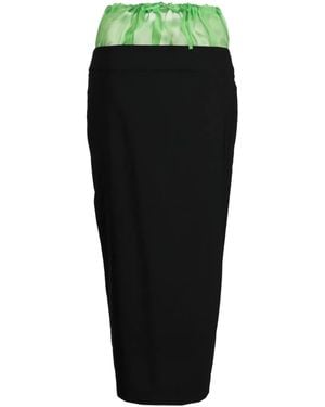 A.W.A.K.E. MODE Two-Tone Drawstring Midi Skirt - Black