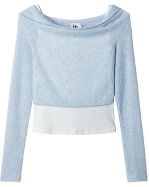B+ AB Top De Manga Larga Con Capucha - Azul