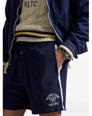 Polo Ralph Lauren Side-Stripe Embroidered Shorts - Blue