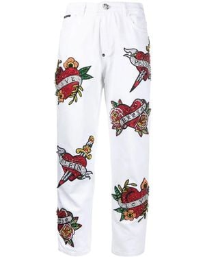 Philipp Plein Mom-Cut Love Jeans - White